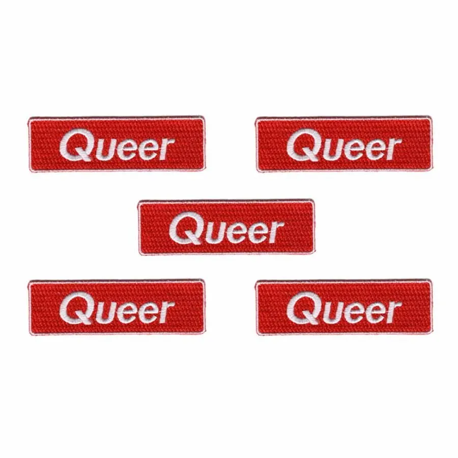 Queer Red Rectangular Patch supporting The Trevor Project