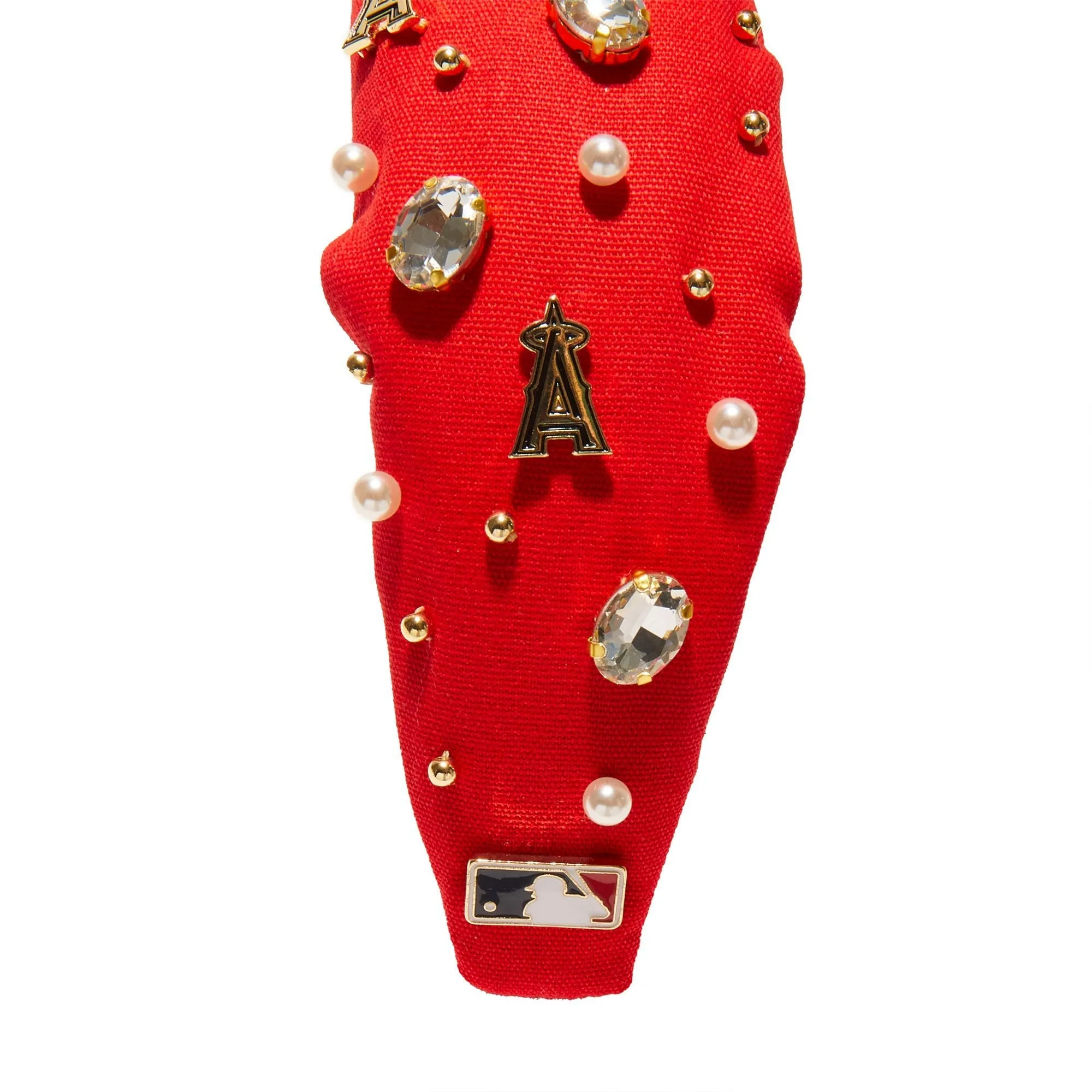 RED LOS ANGELES ANGELS EMBELLISHED KNOTTED HEADBAND