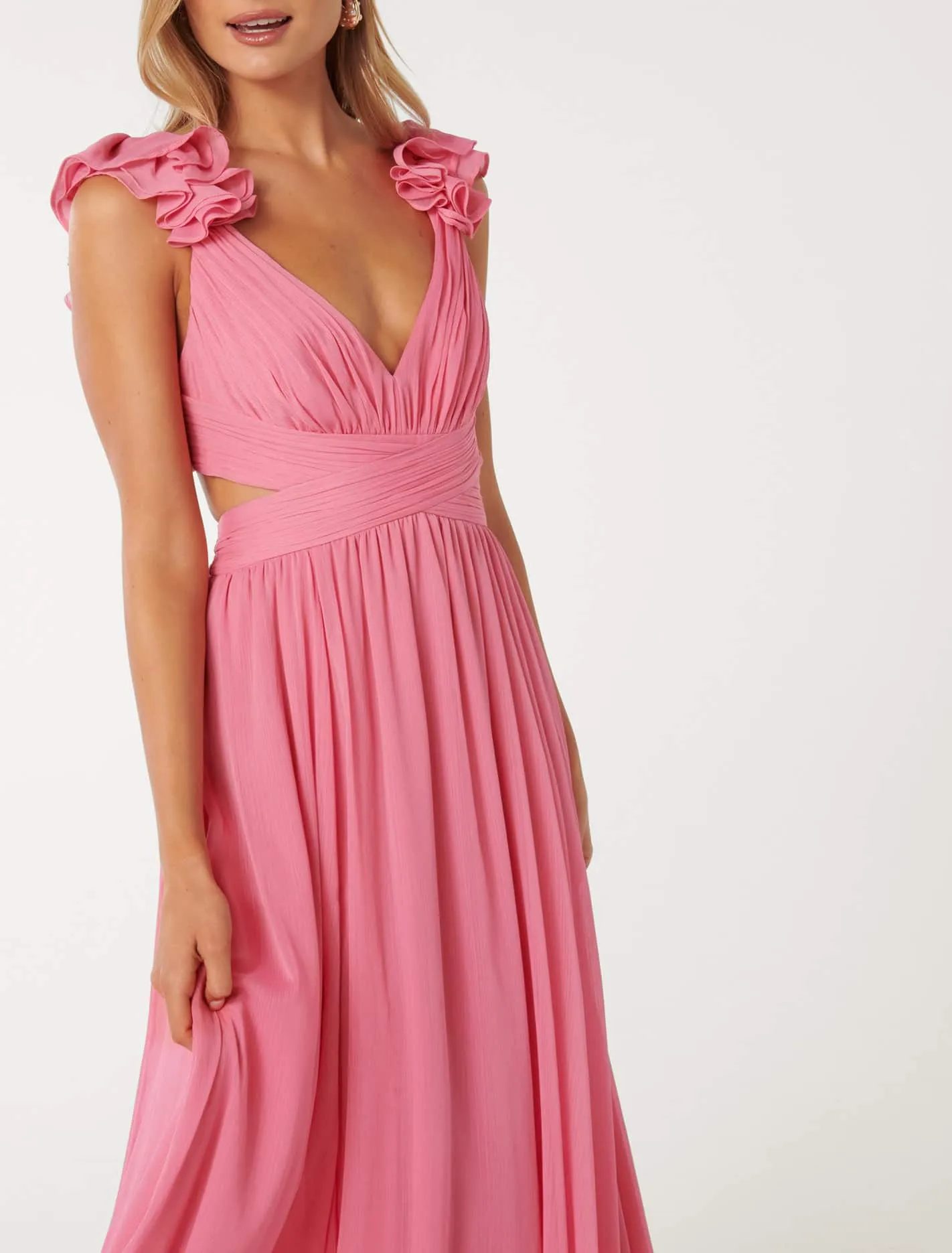 Selena Ruffle Shoulder Maxi Dress