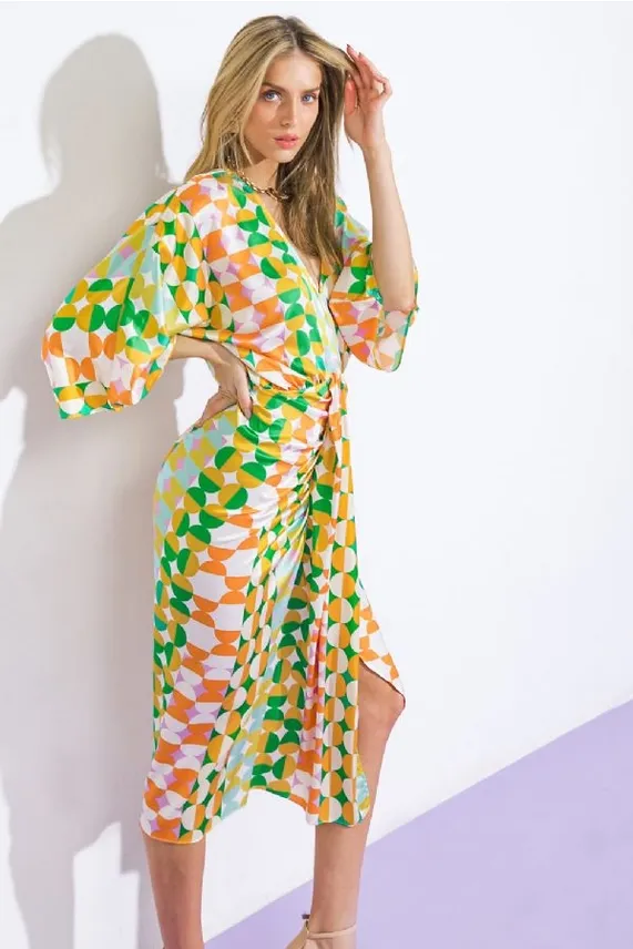 Shapes Galore Printed Satin Dress