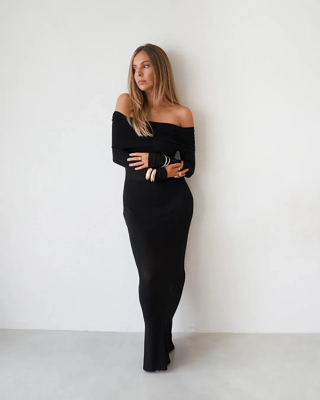 Sheer Maxi Dress - Black