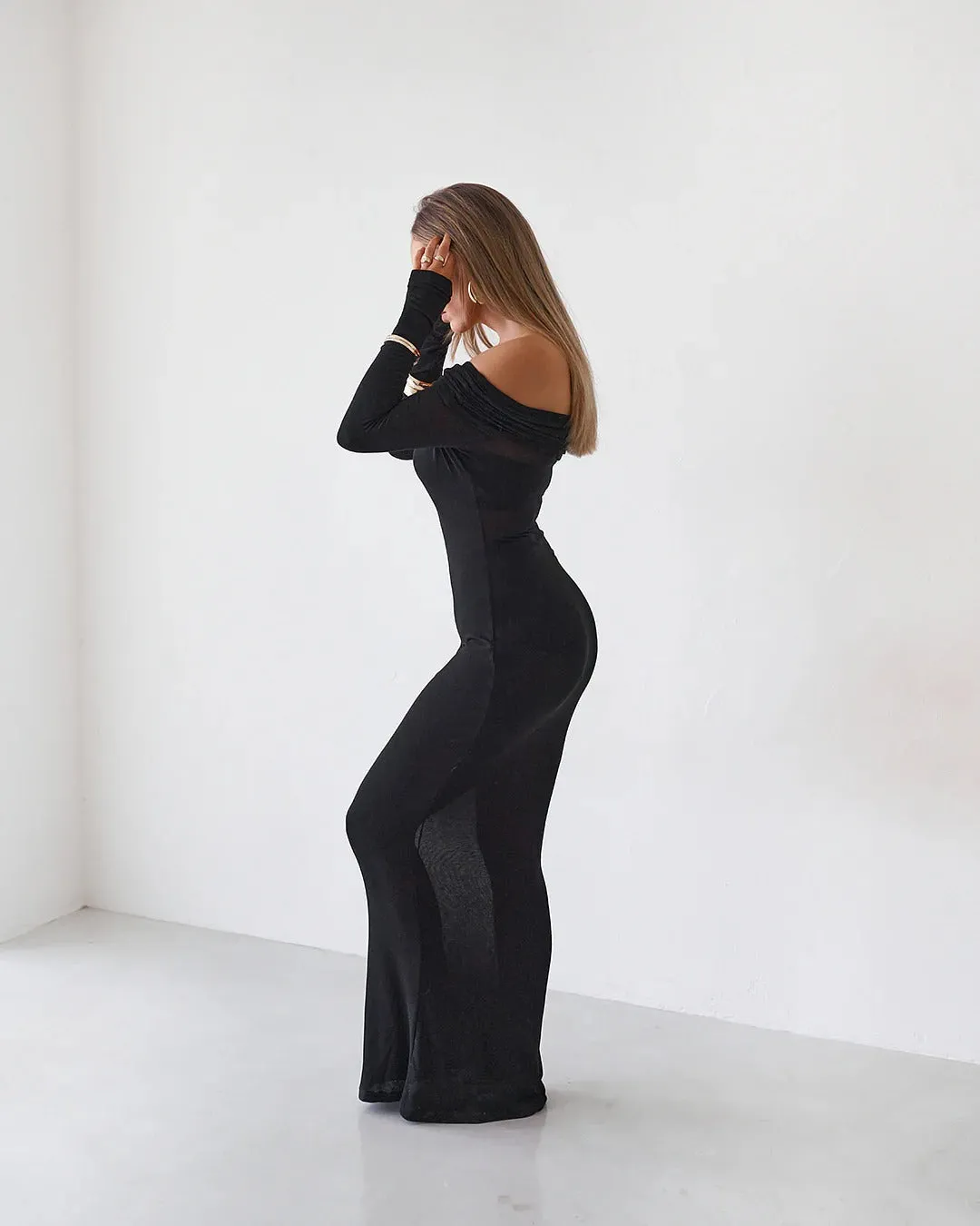 Sheer Maxi Dress - Black