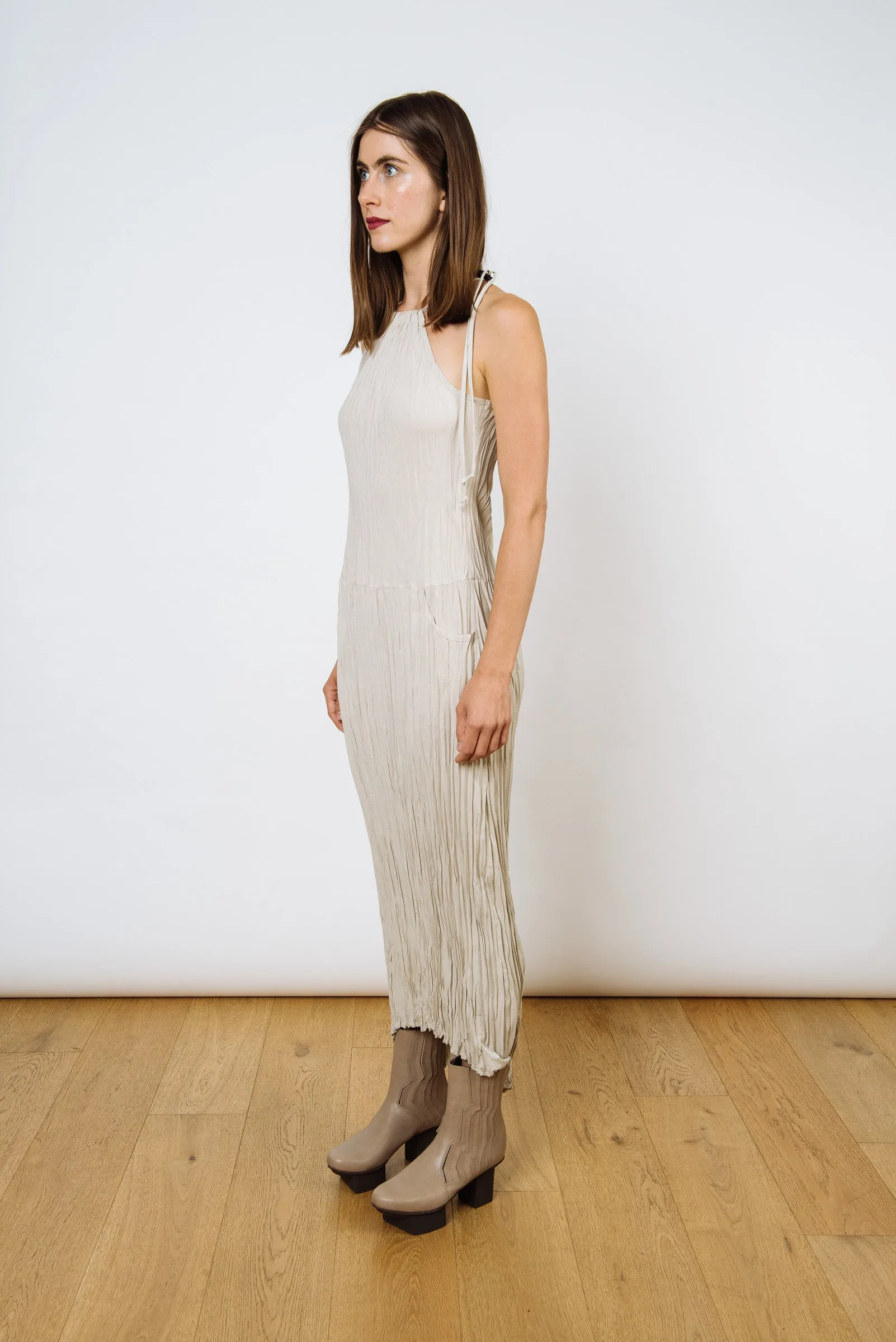 Twisted Maxi Halter Dress | Stone