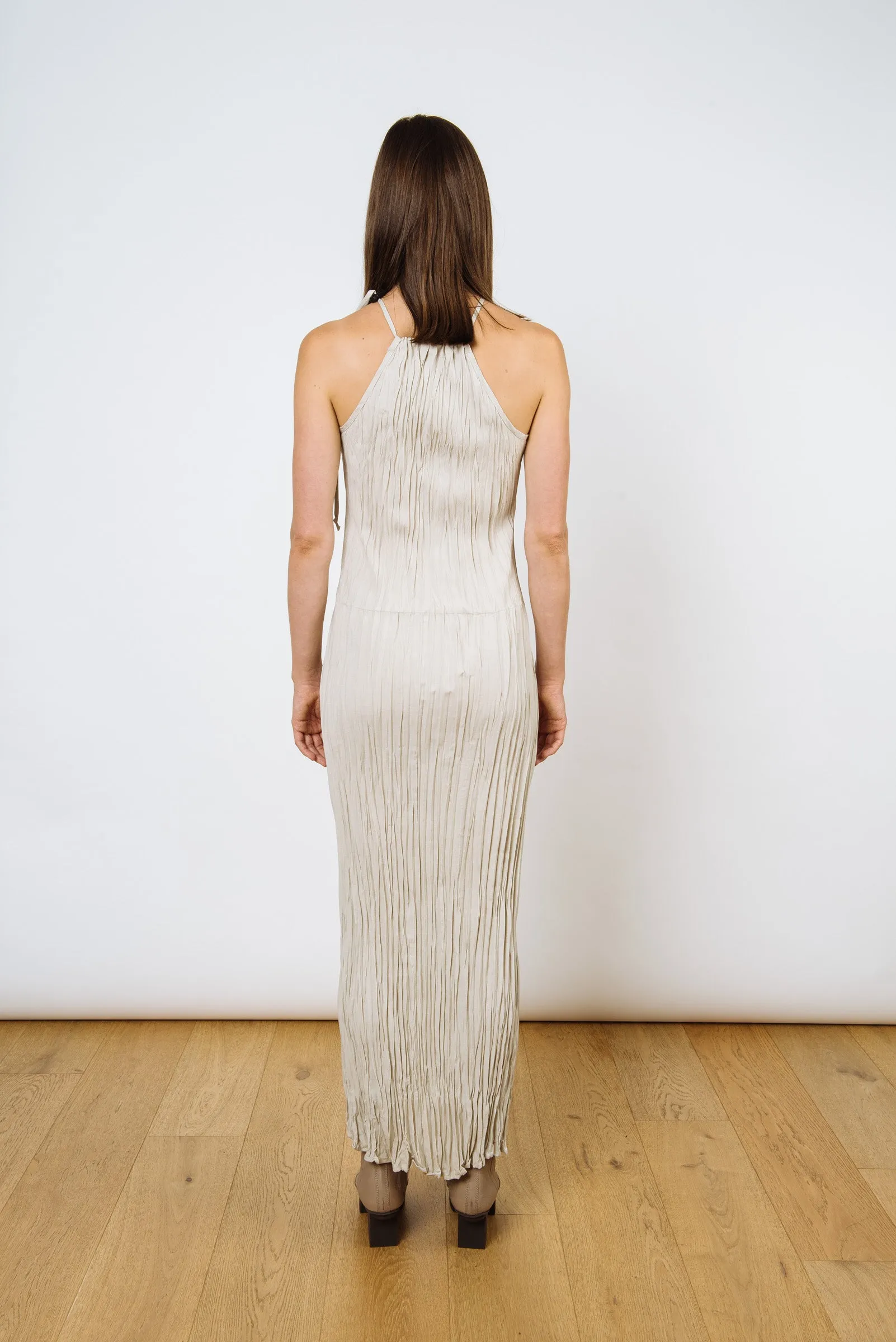 Twisted Maxi Halter Dress | Stone