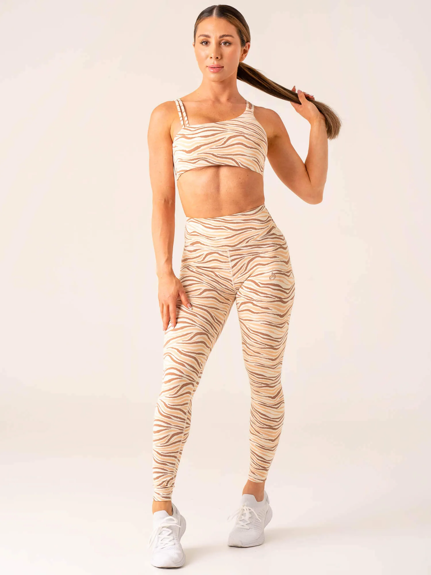 Unstoppable One Shoulder Sports Bra - Vanilla Zebra