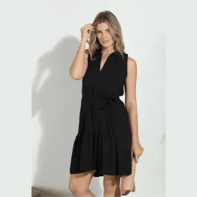 Veronica M Belted Sleeveless Dress in Black