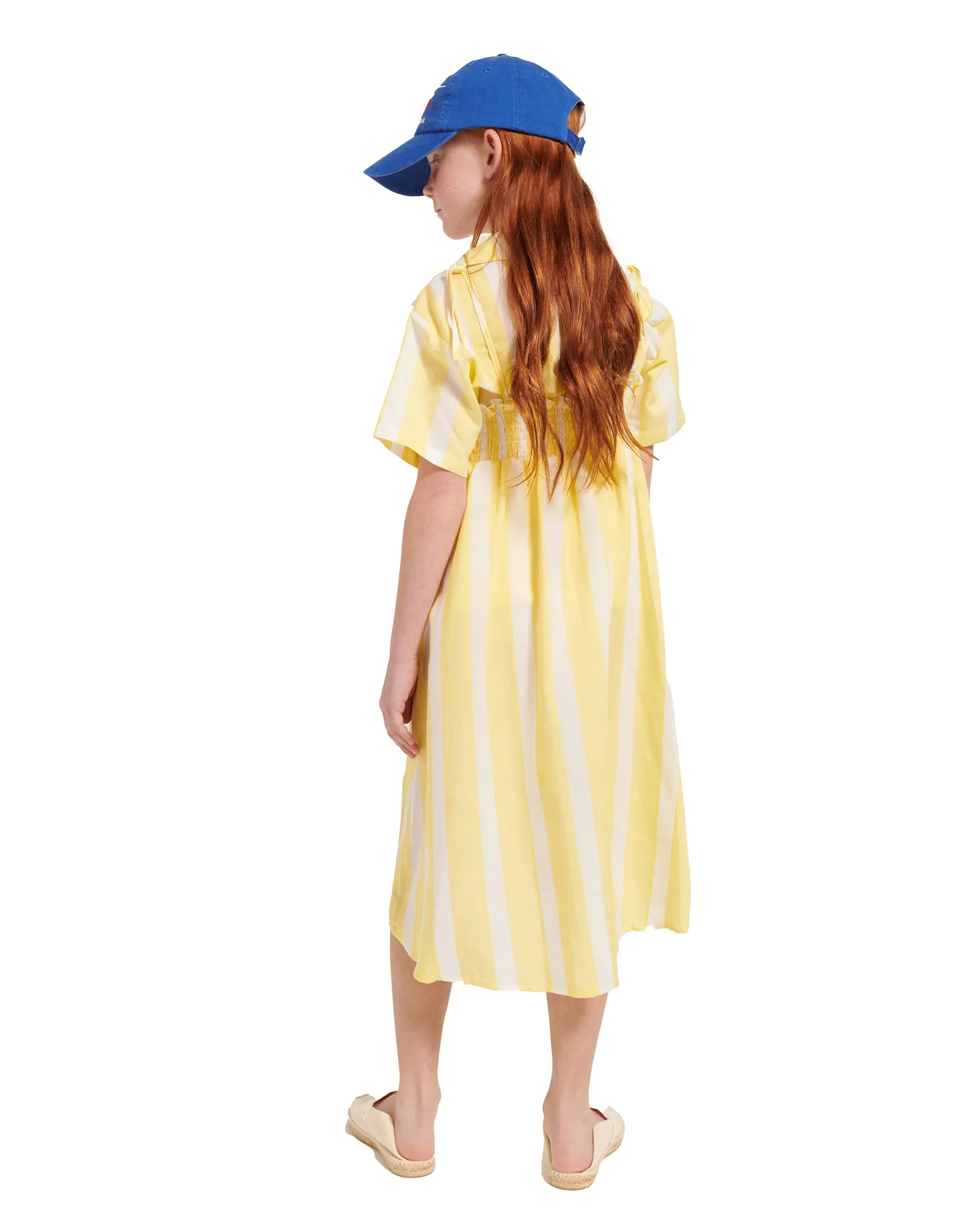 WEEKEND HOUSE KIDS Things I Like YELLOW STRAPLESS SMOKED STRIPES DRESS