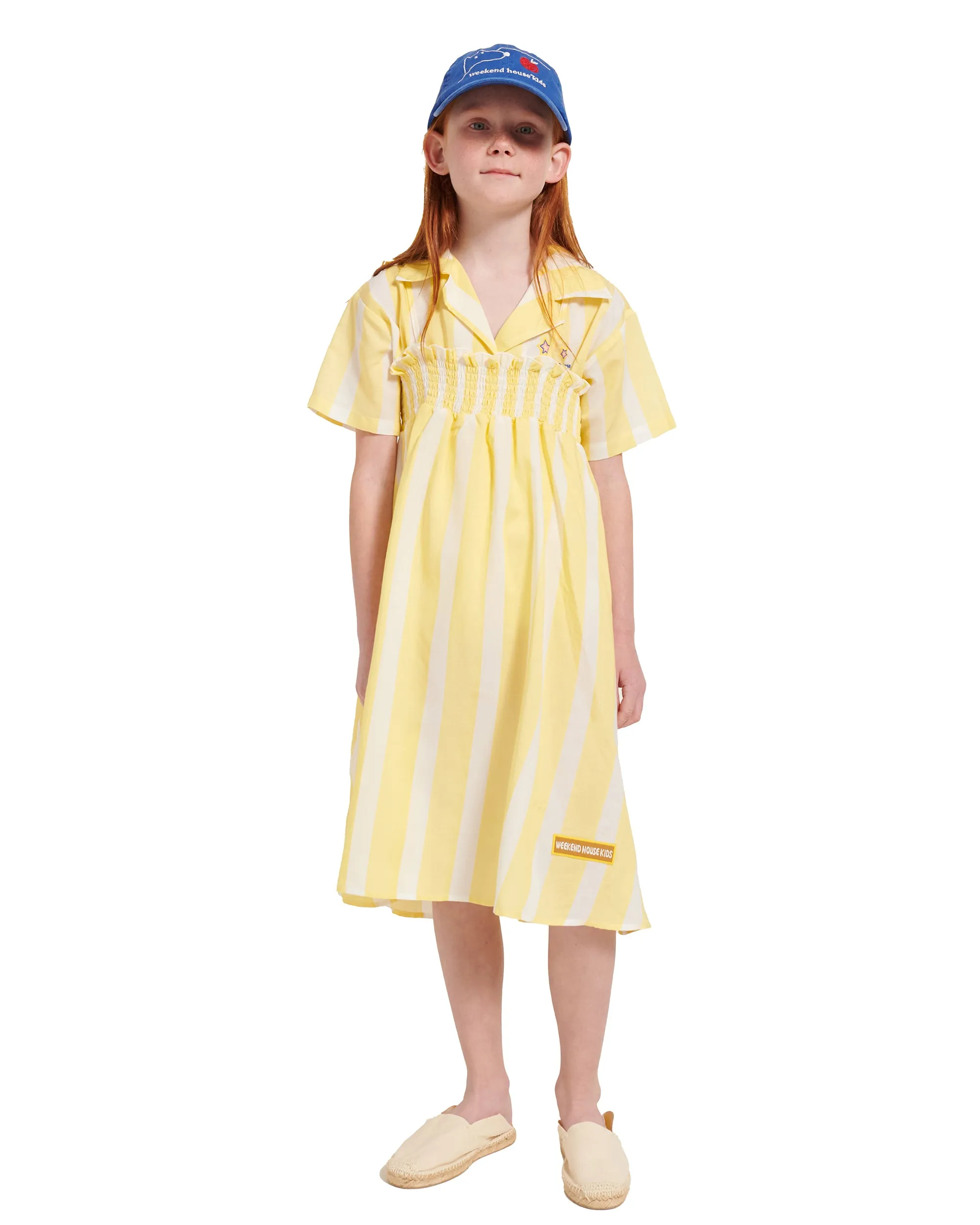 WEEKEND HOUSE KIDS Things I Like YELLOW STRAPLESS SMOKED STRIPES DRESS