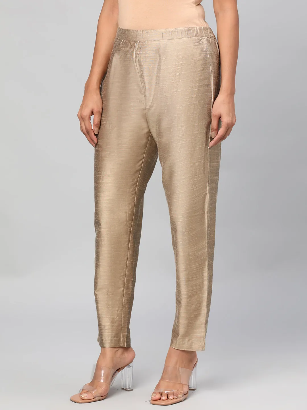 Women Beige Solid Trouser