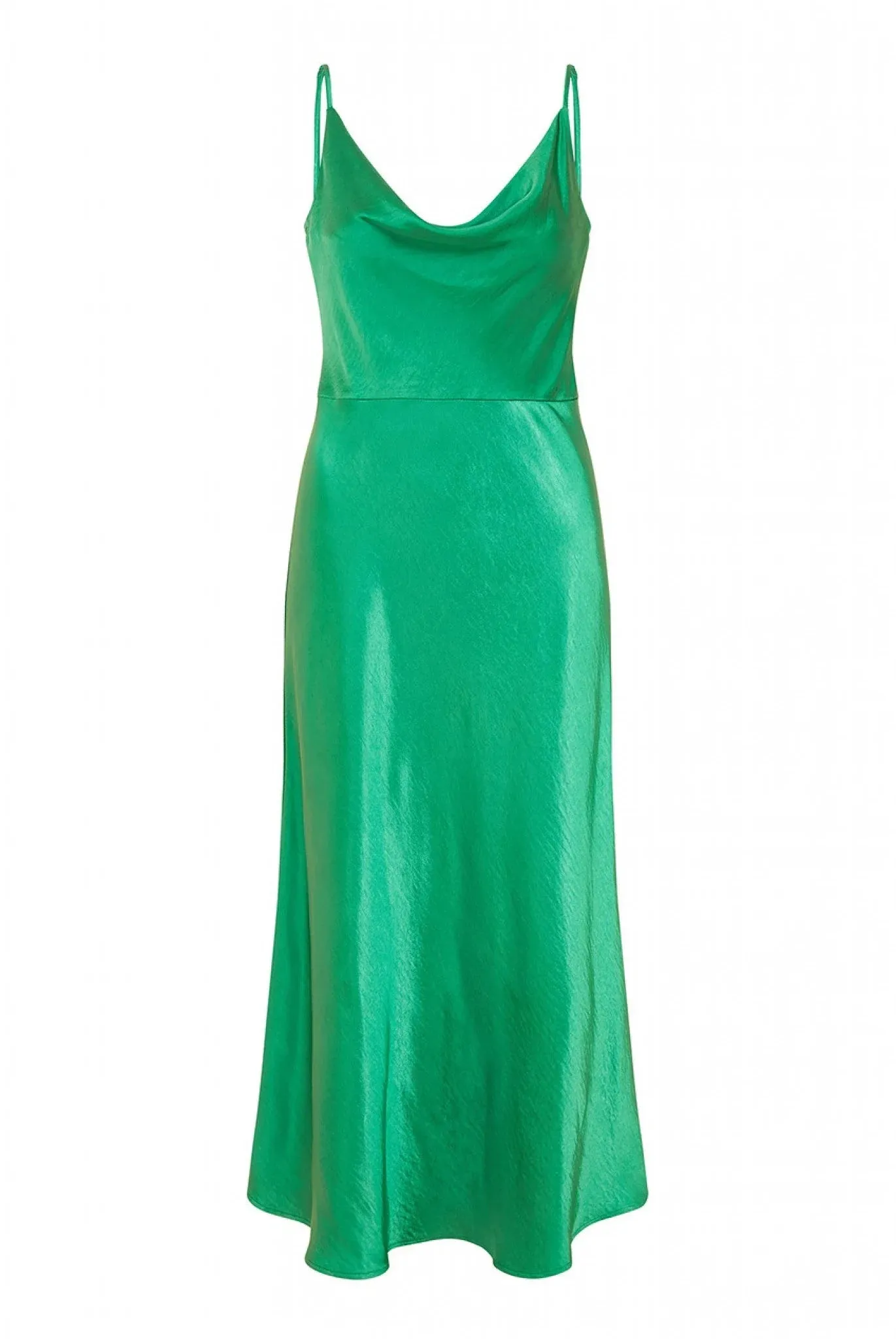 Yumi Green Satin Cowl Neck Slip Dress